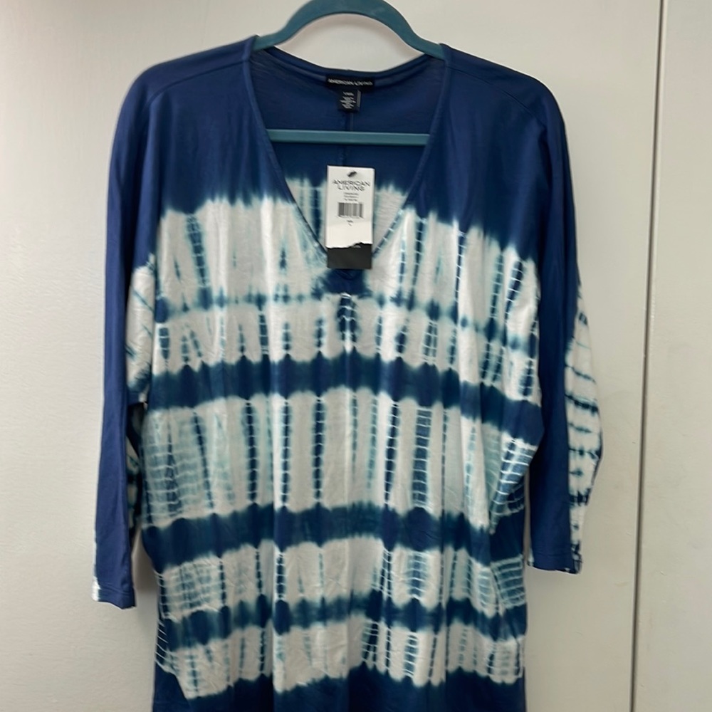 American living blue tie-dye top large NWT NeW